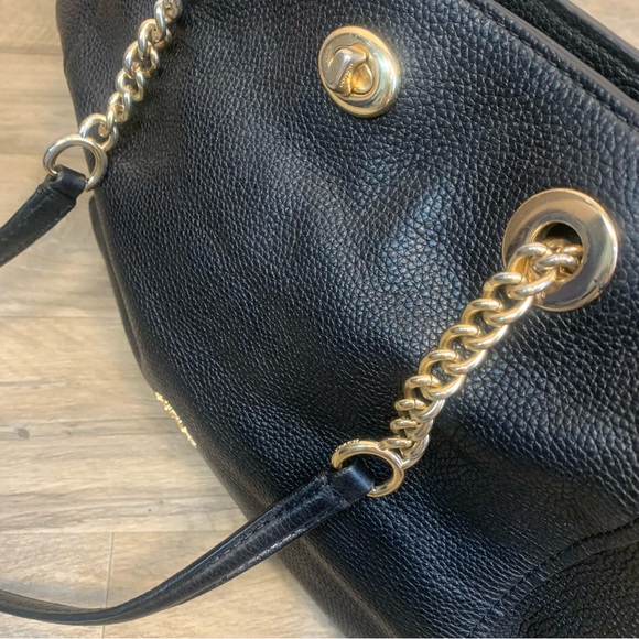 Coach Turnlock Leather Chain Tote Bag - Picture 14 of 16